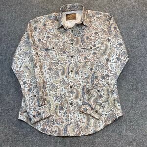Stitch Note Mens Small Floral Paisley 100% Egyptian Cotton Western Button Shirt